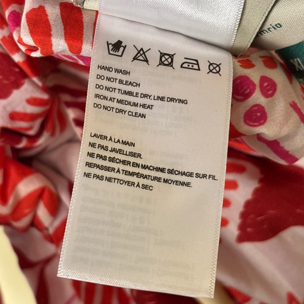 NWT FARM RIO 100% Cotton Tiles Printed Crop Top Red Motif Women Size XL Tie Back - Picture 12 of 13